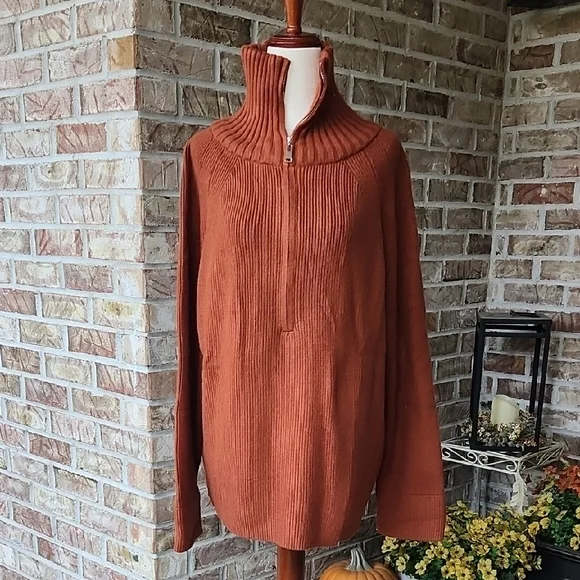 NWT Warm Orange High-Neck Sweater, Size XL - Picture 1 of 11